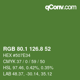 カラーコード: RGB 80.1 126.8 52 | qconv.com