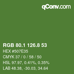 カラーコード: RGB 80.1 126.8 53 | qconv.com