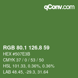 カラーコード: RGB 80.1 126.8 59 | qconv.com