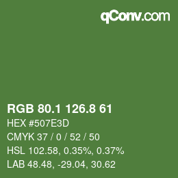 カラーコード: RGB 80.1 126.8 61 | qconv.com