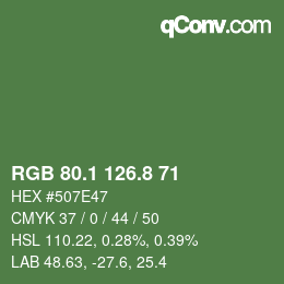 Color code: RGB 80.1 126.8 71 | qconv.com