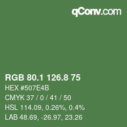 カラーコード: RGB 80.1 126.8 75 | qconv.com