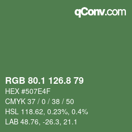 カラーコード: RGB 80.1 126.8 79 | qconv.com