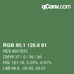 Color code: RGB 80.1 126.8 81 | qconv.com
