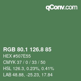 カラーコード: RGB 80.1 126.8 85 | qconv.com