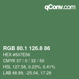 Color code: RGB 80.1 126.8 86 | qconv.com