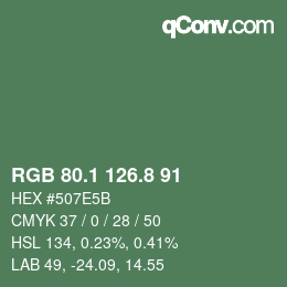 Color code: RGB 80.1 126.8 91 | qconv.com