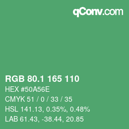 カラーコード: RGB 80.1 165 110 | qconv.com