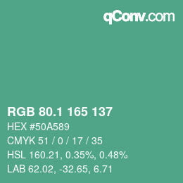 カラーコード: RGB 80.1 165 137 | qconv.com