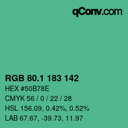 カラーコード: RGB 80.1 183 142 | qconv.com