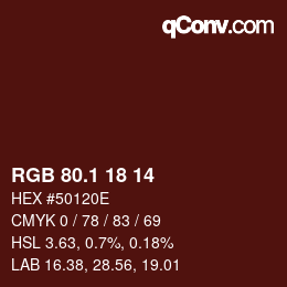 Color code: RGB 80.1 18 14 | qconv.com