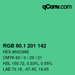 カラーコード: RGB 80.1 201 142 | qconv.com