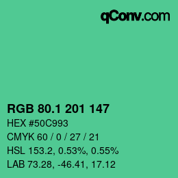 カラーコード: RGB 80.1 201 147 | qconv.com