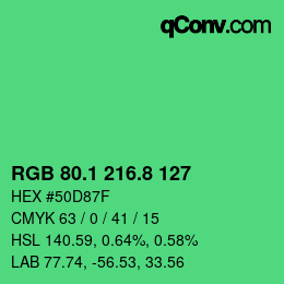 カラーコード: RGB 80.1 216.8 127 | qconv.com