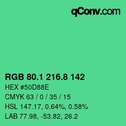 カラーコード: RGB 80.1 216.8 142 | qconv.com