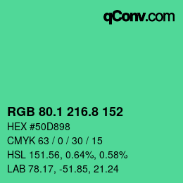 カラーコード: RGB 80.1 216.8 152 | qconv.com