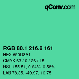 カラーコード: RGB 80.1 216.8 161 | qconv.com