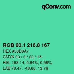 カラーコード: RGB 80.1 216.8 167 | qconv.com