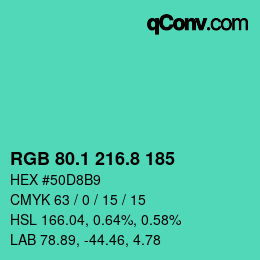 カラーコード: RGB 80.1 216.8 185 | qconv.com