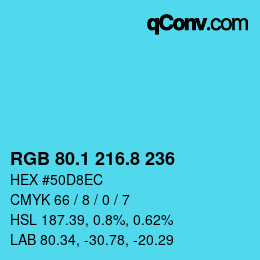 Color code: RGB 80.1 216.8 236 | qconv.com
