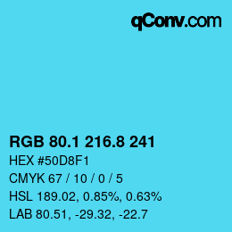 Color code: RGB 80.1 216.8 241 | qconv.com