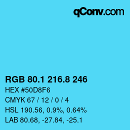 Color code: RGB 80.1 216.8 246 | qconv.com