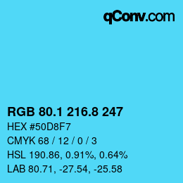 Color code: RGB 80.1 216.8 247 | qconv.com