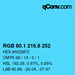 Color code: RGB 80.1 216.8 252 | qconv.com
