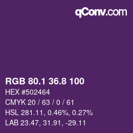 カラーコード: RGB 80.1 36.8 100 | qconv.com