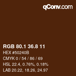 Color code: RGB 80.1 36.8 11 | qconv.com