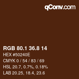 Color code: RGB 80.1 36.8 14 | qconv.com