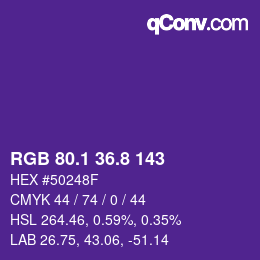 カラーコード: RGB 80.1 36.8 143 | qconv.com
