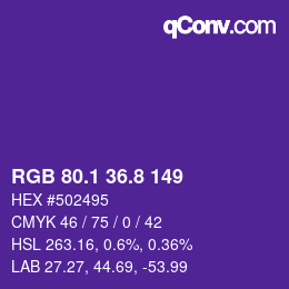 カラーコード: RGB 80.1 36.8 149 | qconv.com