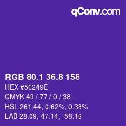 カラーコード: RGB 80.1 36.8 158 | qconv.com