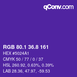 カラーコード: RGB 80.1 36.8 161 | qconv.com