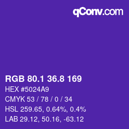 カラーコード: RGB 80.1 36.8 169 | qconv.com