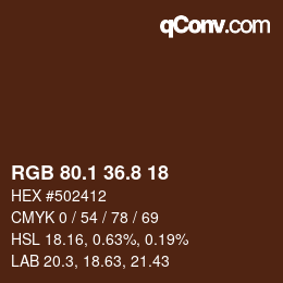 Color code: RGB 80.1 36.8 18 | qconv.com
