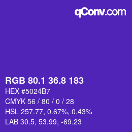 カラーコード: RGB 80.1 36.8 183 | qconv.com