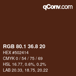 Color code: RGB 80.1 36.8 20 | qconv.com