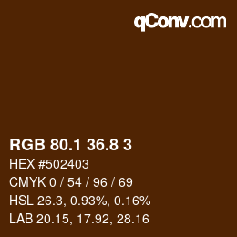 Farbcode: RGB 80.1 36.8 3 | qconv.com