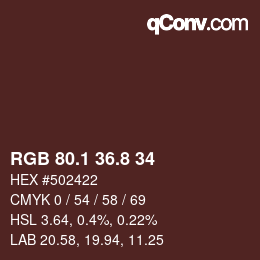 カラーコード: RGB 80.1 36.8 34 | qconv.com