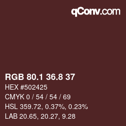 カラーコード: RGB 80.1 36.8 37 | qconv.com