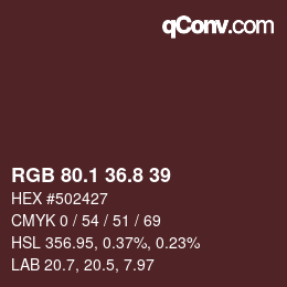 Color code: RGB 80.1 36.8 39 | qconv.com