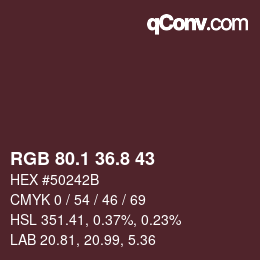 Color code: RGB 80.1 36.8 43 | qconv.com