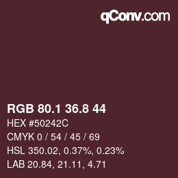 Color code: RGB 80.1 36.8 44 | qconv.com