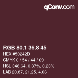 Color code: RGB 80.1 36.8 45 | qconv.com