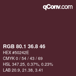 カラーコード: RGB 80.1 36.8 46 | qconv.com