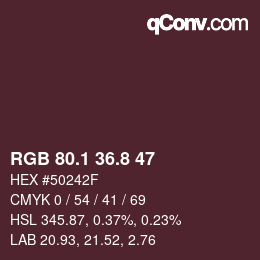 Color code: RGB 80.1 36.8 47 | qconv.com