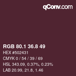 Color code: RGB 80.1 36.8 49 | qconv.com