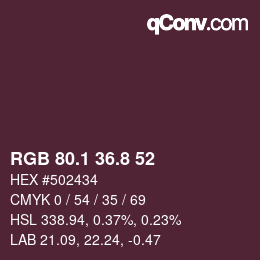 Color code: RGB 80.1 36.8 52 | qconv.com